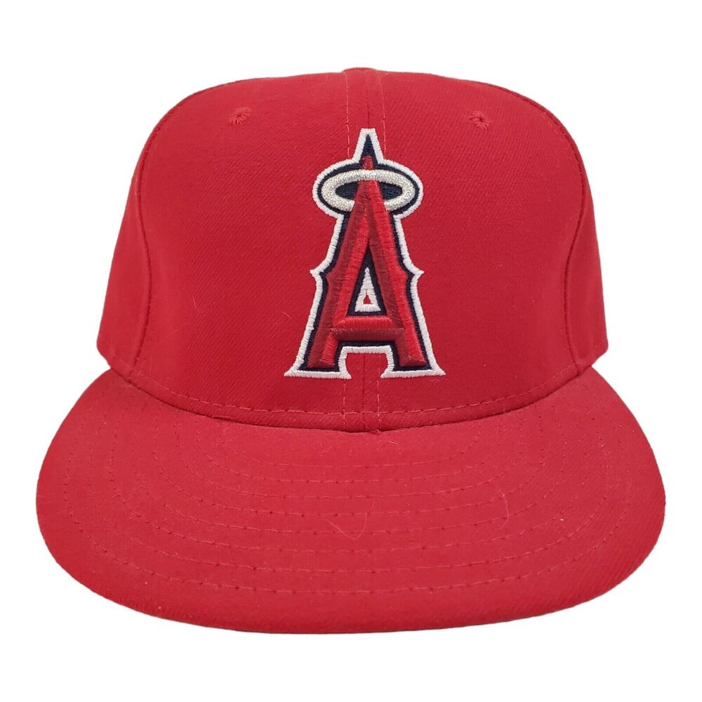 LOS ANGELES ANGELS Hat Size 7 Red NEW ERA Fitted MLB Baseball Adult Cap
